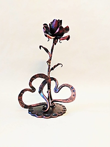 Dekorácie - kovaná ruža so srdciami - svadobná - 14335090_