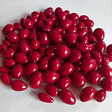 Korálky - voskované perly-kvapky - 50gramov (Červená) - 14332835_