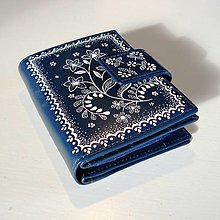 Peňaženky - Modrotlačová peňaženka maľovaná z oboch strán - 14336678_