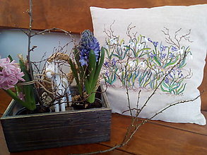 Úžitkový textil - Vankúš- snežienky a hyacinty - 14336392_