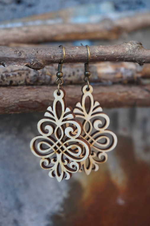  - Drevené náušnice - Ornament - 14338586_