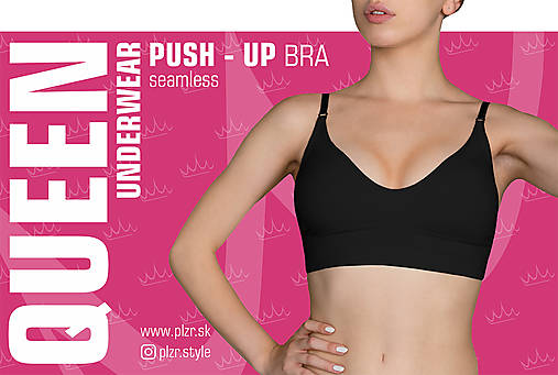 Spodná bielizeň - Podprsenka QUEEN PUSH-UP BLACK - 14336847_