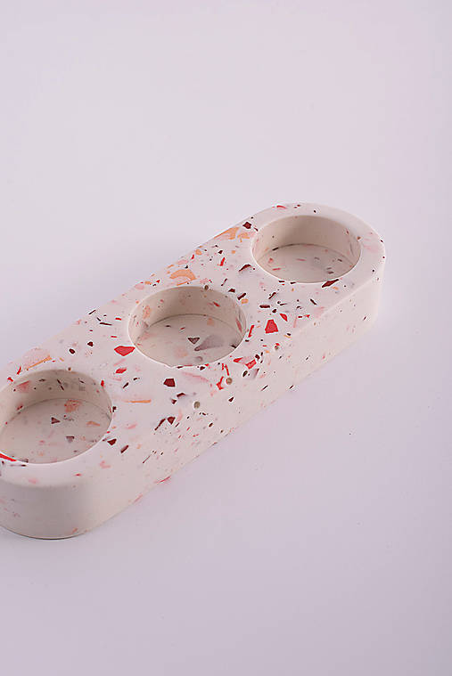 Svietidlá - Jesmonite svietnik, Terazzo pink&red - 14338237_