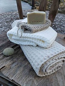 Úžitkový textil - Ľanová osuška, uterák a žinka Latte Macchiato - 14338853_