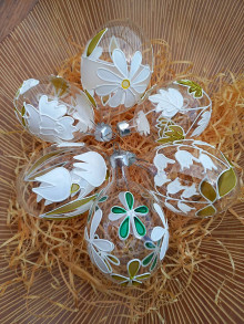 Dekorácie - Kvetinová sada kraslíc bielo-zelená - 14340907_