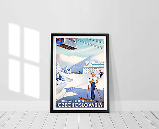  - Vintage plagát Zima v Československu (A3 - 297 mm x 420 mm) - 14342133_