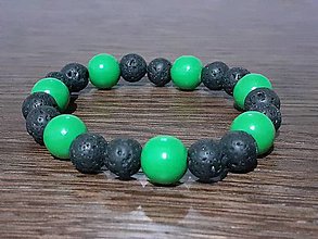 Pánske šperky - Čierno-zelený náramok - 14342555_