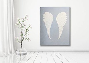 Obrazy - Predám obraz anjelské krídla biele, 3d štruktúra. Narodeninový, meninový, svadobný, Valentínsky, Vianocčný dar. - 14343961_