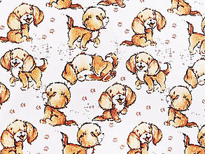 Textil - Bavlnená látka psík (Biela) - 14342979_