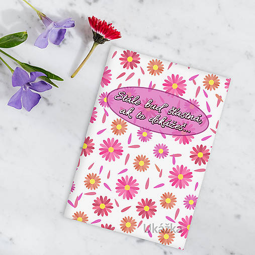Zápisník s netoxickou pozitivitou Floral with petals - gerbery