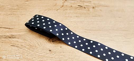 Galantéria - Ozdobná stuha 40 mm- Saténová - Bodky (Modrá) - 14345737_