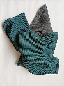 Detský textil - Detská obojstranná deka wafflovo-fleesová, horčicovo -biela (Zelená) - 14345302_