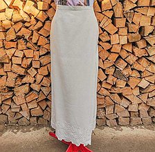 Sukne - Béžová ľanová zavinovacia sukňa (midi/maxi) - 14345496_