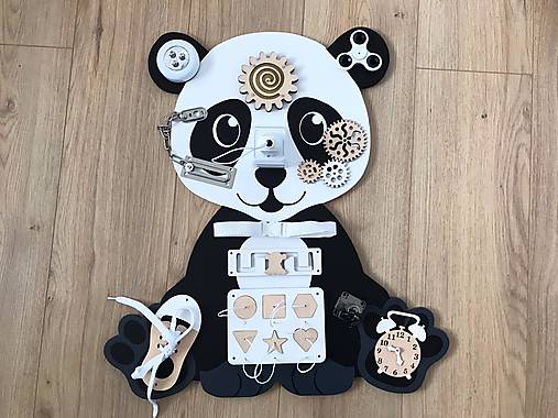 Hračky - Activity board drevena hracka PANDA (bezove komponenty) - 14345368_