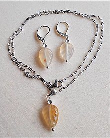 Sady šperkov - Karneolové lístočky (Sada E Bielo oranžová AG 925) - 14348300_