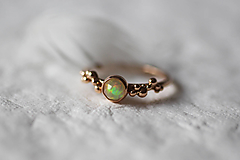 Prstene - Zlatý prsteň s etiópskym opálom(ružové)- Bokeh Rose Gold Opal - 14348778_