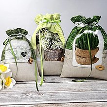 Úžitkový textil - Zelené Vrecúška na darček alebo bylinky - 14350046_