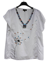 Topy, tričká, tielka - Korálkový ručne maľovaný letný top blúzka 100 % bavlna L - 14350626_