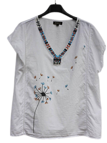 Topy, tričká, tielka - Korálkový ručne maľovaný letný top blúzka 100 % bavlna L - XL - 14350626_