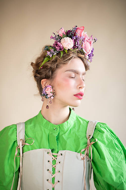 Boho čelenka z Frida kolekcie "brieždenie v ružovej záhrade"