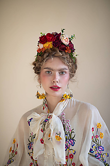 Ozdoby do vlasov - Kvetinová čelenka "Frida" - lúče vášne - 14350492_