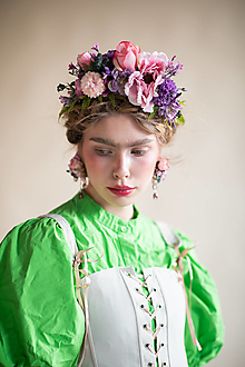 Ozdoby do vlasov - Boho čelenka z Frida kolekcie "brieždenie v ružovej záhrade" - 14351357_