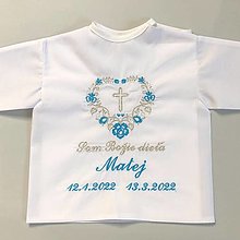 Detské oblečenie - Košieľka na krst k05 iná modrá so striebornou - 14351216_