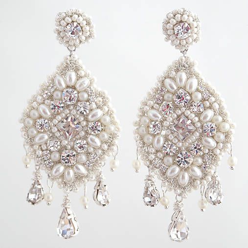Luxusné krajkované perlové náušnice(Ag925)