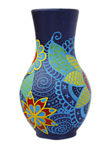 Veľká keramická ručne maľovaná váza Zentagle kvety