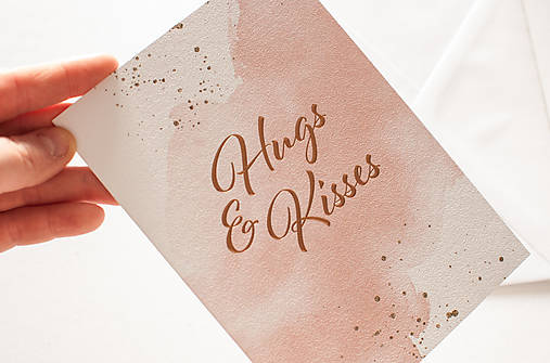 Papier - Otvárací pozdrav - "Hugs & Kisses" - 14354747_