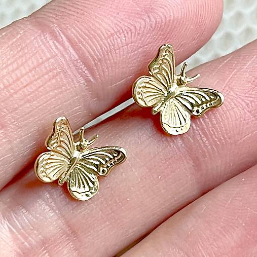 Butterfly AG925 Gold Plated Stud Earrings / Náušnice Motýľ AG925 pozlatené