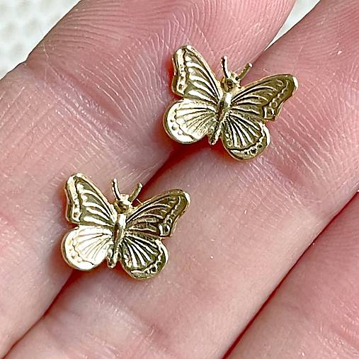 Butterfly AG925 Gold Plated Stud Earrings / Náušnice Motýľ AG925 pozlatené