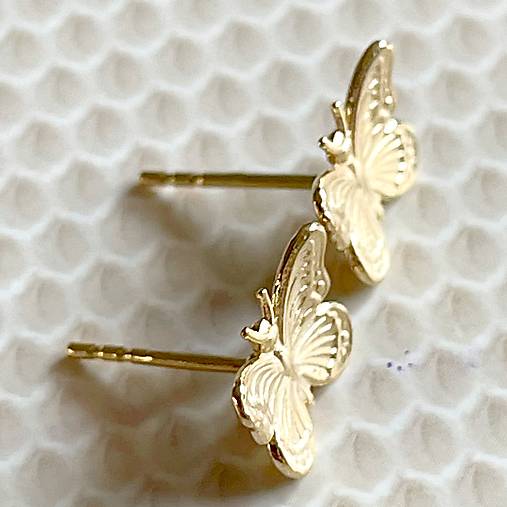 Butterfly AG925 Gold Plated Stud Earrings / Náušnice Motýľ AG925 pozlatené