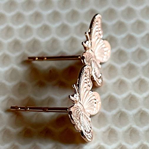 Butterfly AG925 Rose Gold Plated Stud Earrings / Náušnice Motýľ AG925 pozlatené