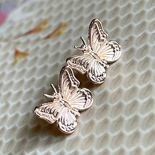 Butterfly AG925 Rose Gold Plated Stud Earrings / Náušnice Motýľ AG925 pozlatené