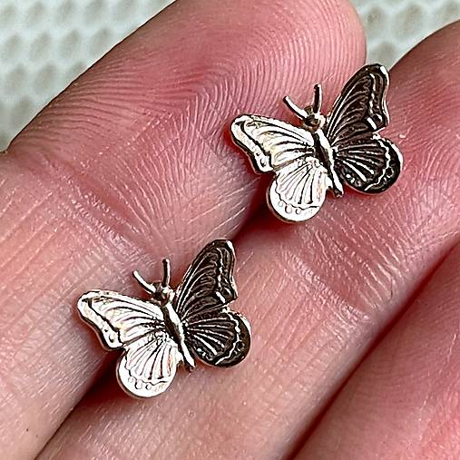 Butterfly AG925 Rose Gold Plated Stud Earrings / Náušnice Motýľ AG925 pozlatené