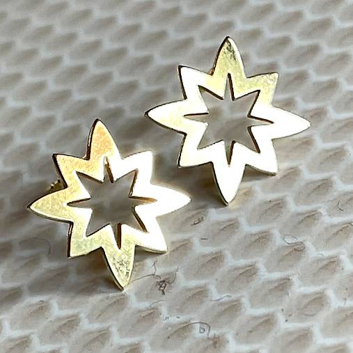 Star AG925 Gold Plated Stud Earrings / Náušnice Hviezdy AG925 pozlatené