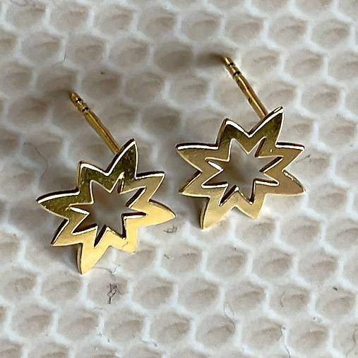 Star AG925 Gold Plated Stud Earrings / Náušnice Hviezdy AG925 pozlatené