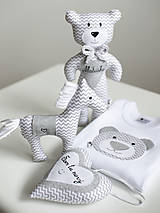 Detské oblečenie - DARČEKOVÝ SET - personalizovaný (sivo - biely) - 14356122_