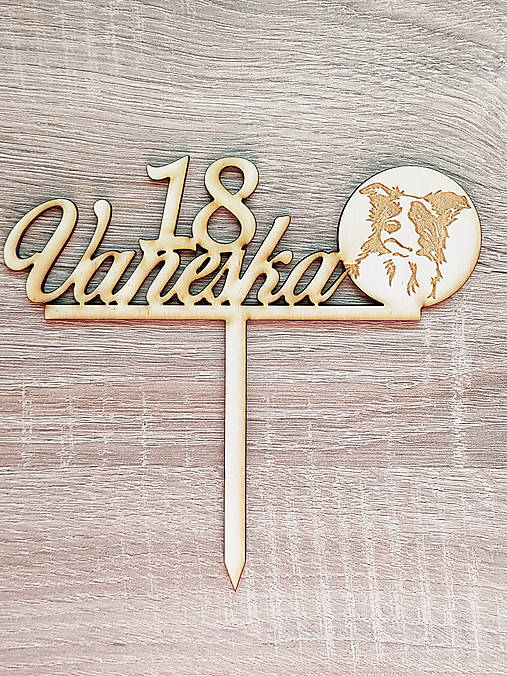 Drevený zapich so psíkom na mieru 15cm