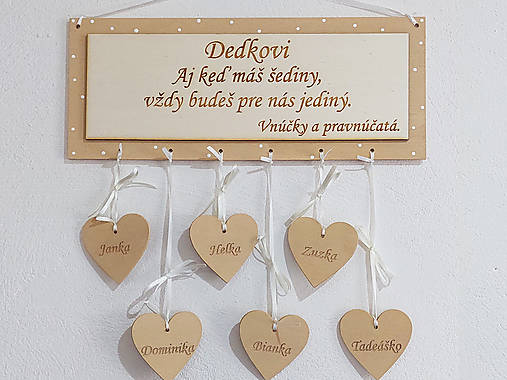 Tabuľka 30x15cm dedkovi (do max.10ks srdiečok)