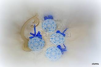 Dekorácie - vianočné medailónky modré - 14357139_