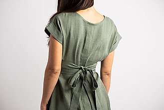 Šaty - Ľanové šaty Olive - 14356298_