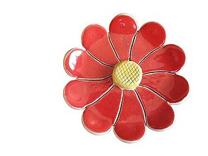 Dekorácie - Margaréta na zavesenie 9,7cm (Červený kvet) - 14355150_
