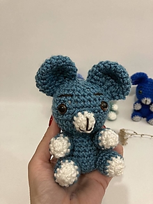 Hračky - háčkované myšky,myši,myšacinky/ do modra/ (petrolejová) - 14355900_