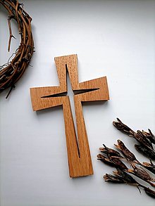 Dekorácie - Jednoduchý dubový kríž - 14359785_