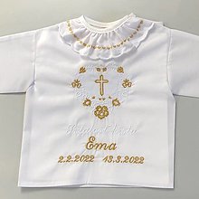 Detské oblečenie - Košieľka na krst k05 biela so zlatou - 14358827_