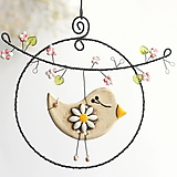 Dekorácie - jarný vtáčik pod rozkvitnutou čerešňou - 14363536_