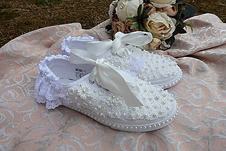 Ponožky, pančuchy, obuv - svadobné tenisky -LUX - 14362466_