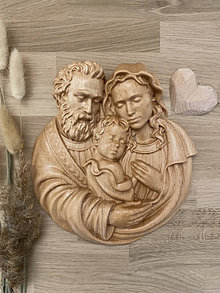 Obrazy - Obraz Svätá rodina v náručí (buk) - 14362549_
